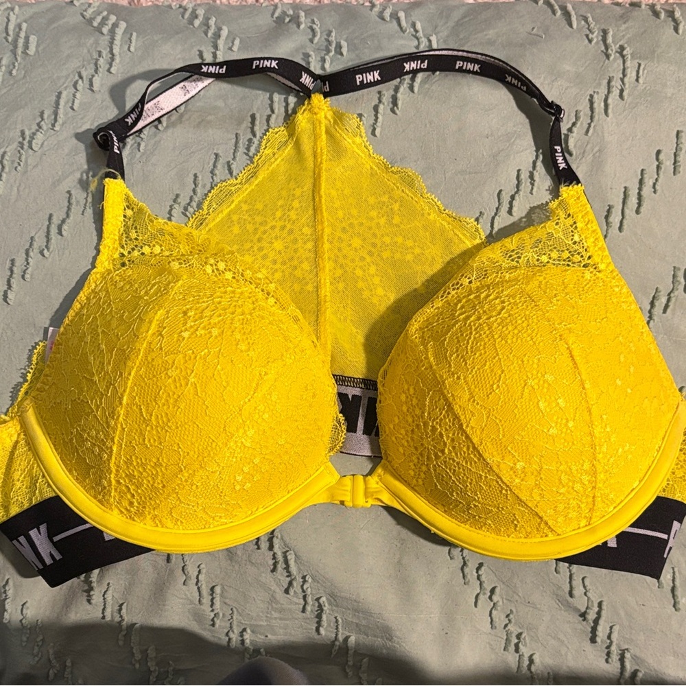 PINK Victoria's Secret Vibrant Yellow Lace Bra